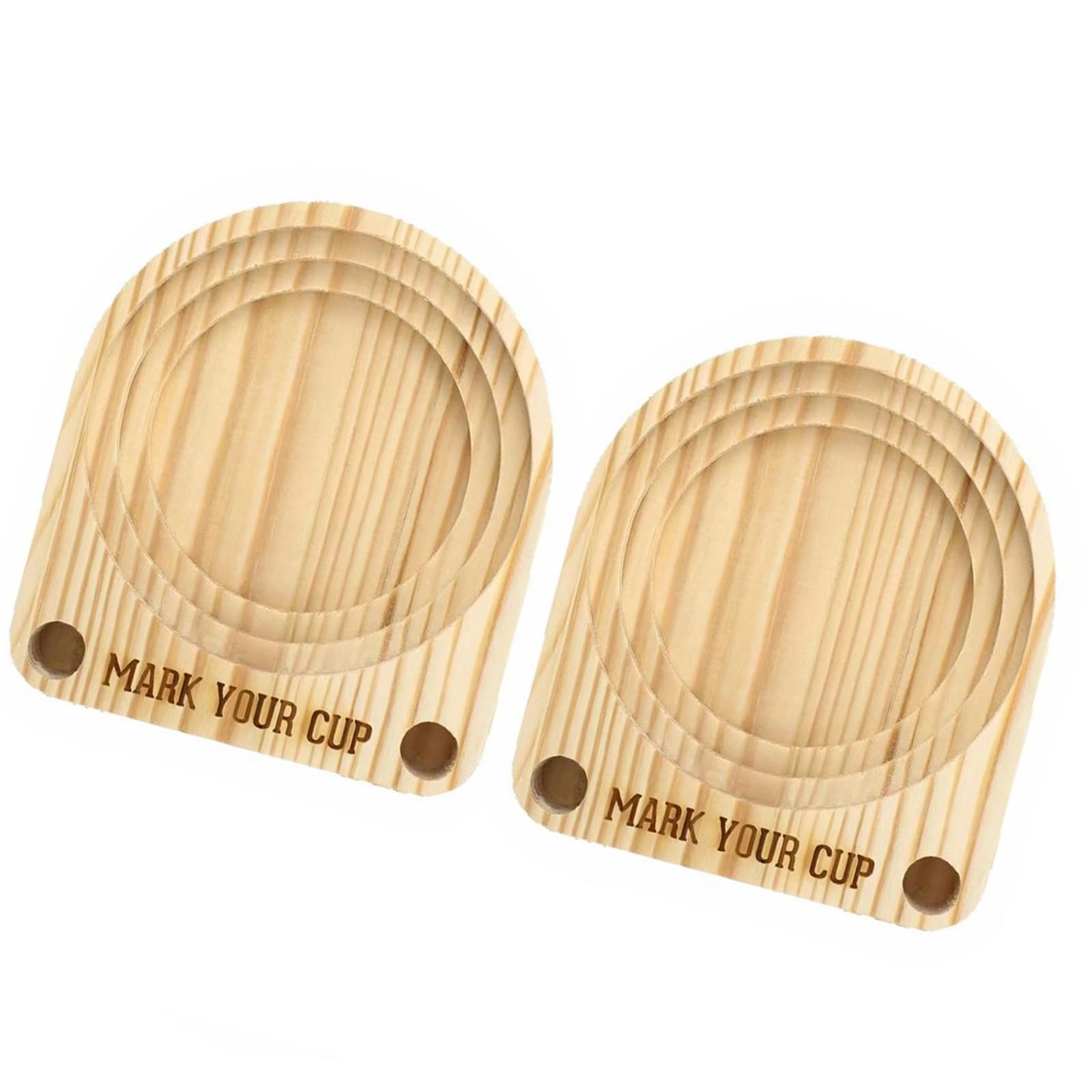 Natural Wood Cup Stand Cup Holder with Marker Slot Holds 3 to 4Inch Paper or Cups Organization Set of 2 Bathroom Rack