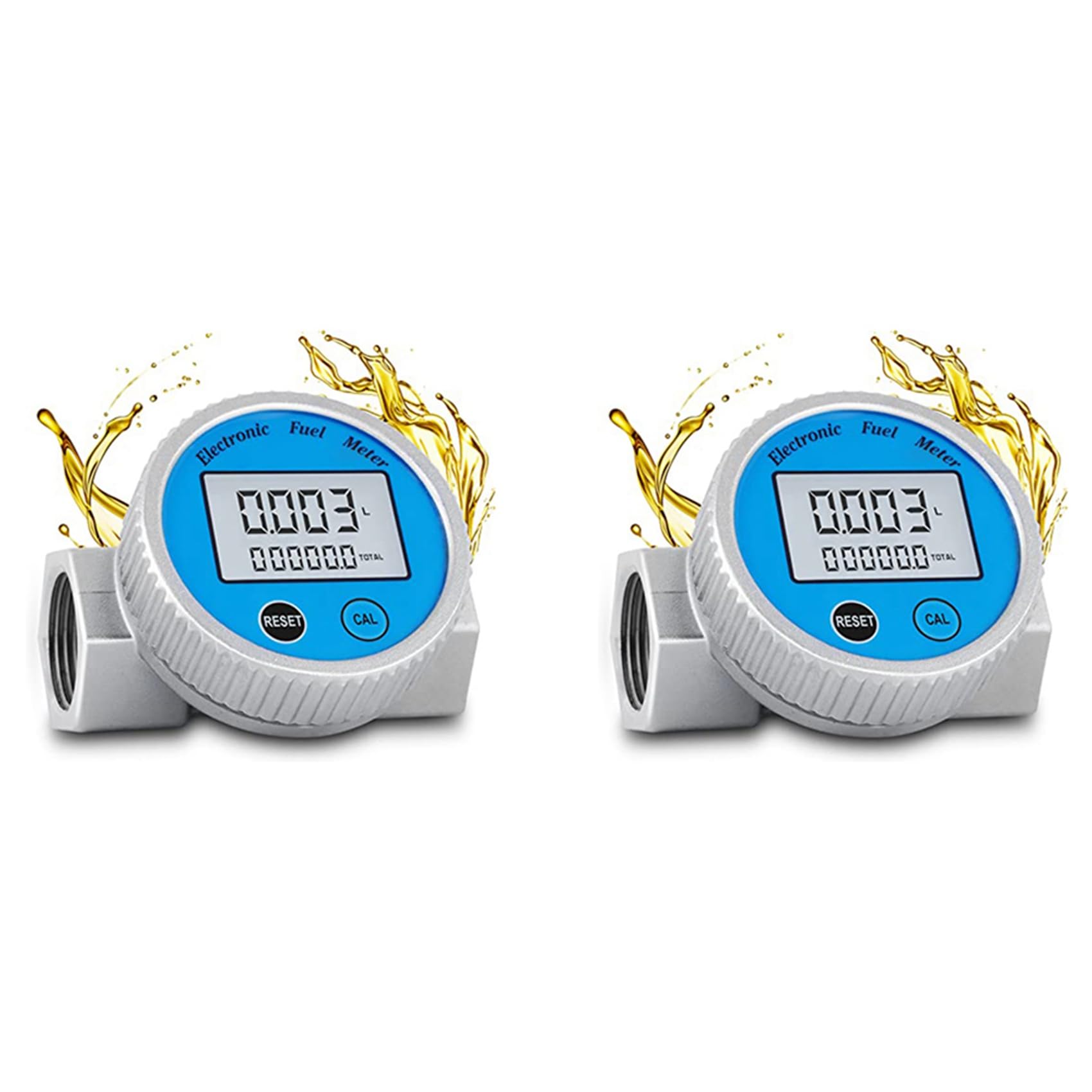 Jnchdghwa As Shown 2X Turbine Meter Digital Flowmeter 2.37-26.41Gpm For Water Methanol Oil,1In Npt