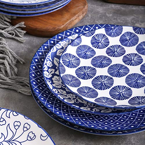 Selamica-10-inch-Porcelain-Dinner-Plates-Large-Size-Serving-Plate-for-Salad-Pancakes-Steak-Set-of-6-Vintage-Blue Selamica 10 inch Porcelain Dinner Plates Large Size Serving Plate for Salad Pancakes Steak Set of 6 Vintage Blue