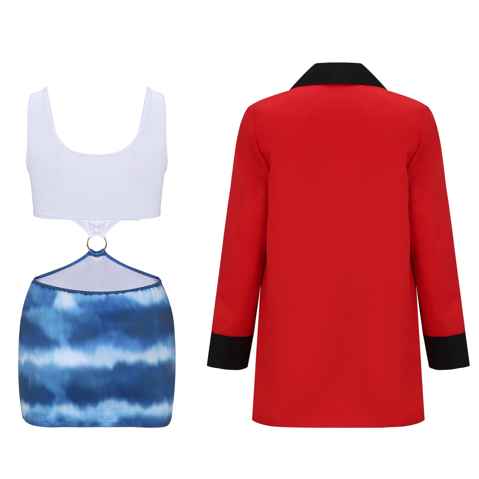 NUWIND Pretty Vivian Women Costume Sexy Honey Personnage de film Coupe Top Mini jupe Ensemble Rouge Halloween Uniforme Cosplay