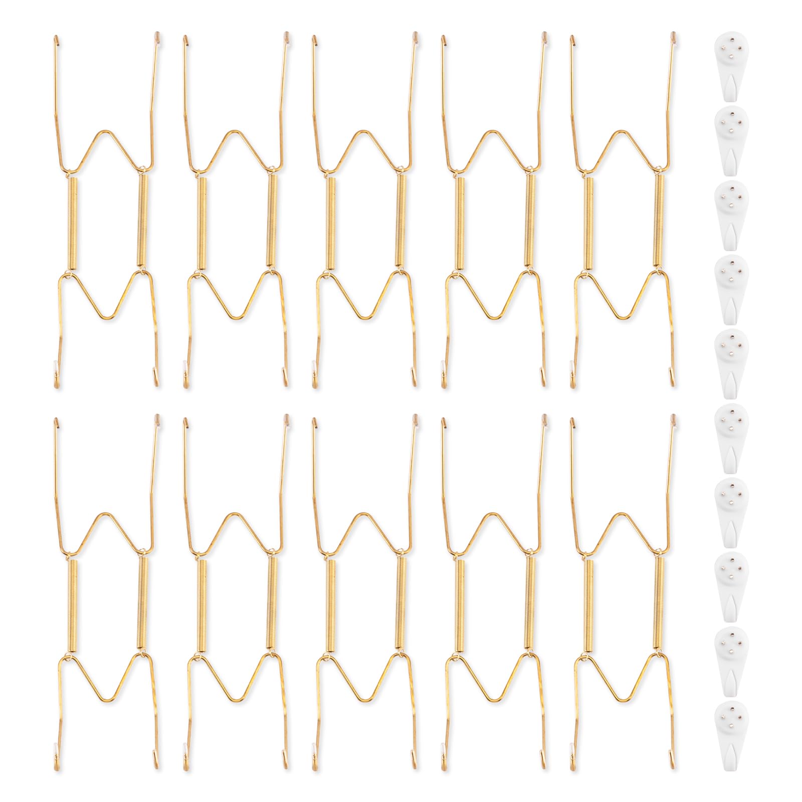 Bilillo 10 Pack Plate Hangers for the Wall, Suitable for 8-10 inch Art Plate, Stainless Steel Invisible Heavy Duty Wire Plate Holder with Wall Hooks, Plate Hangers for Displaying Plates, Platter, Dish