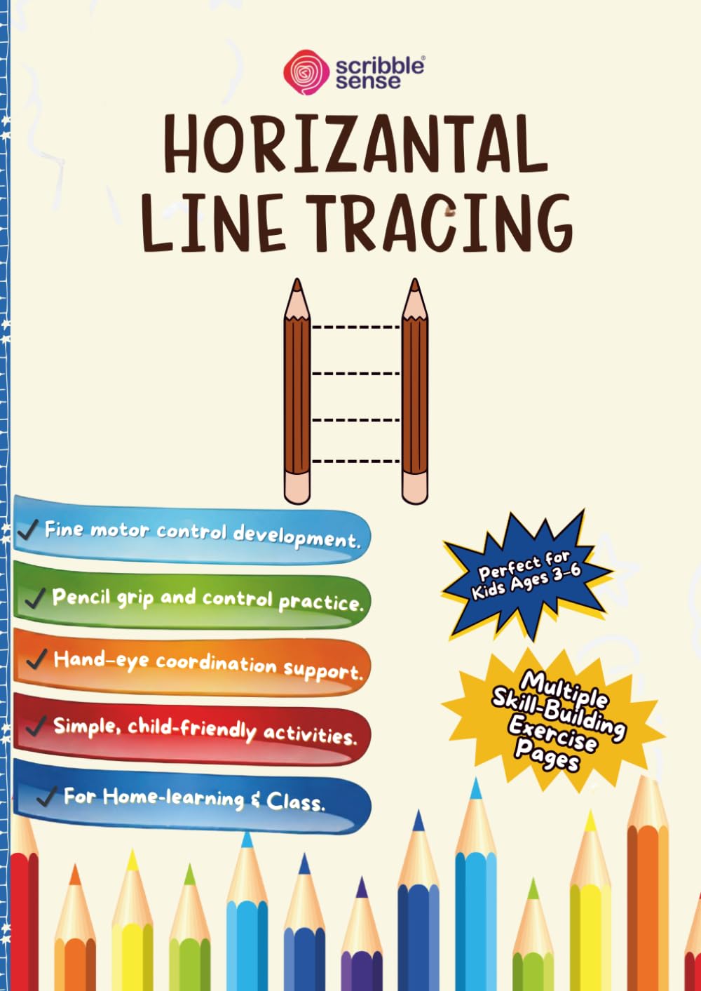 HORIZONTAL LINE TRACING WORKBOOK (B&W): Tracing activities that build fine motor control, improve pencil grip and hand–eye coordination, and support ... and children with dysgraphia, ADHD, Dyslexia