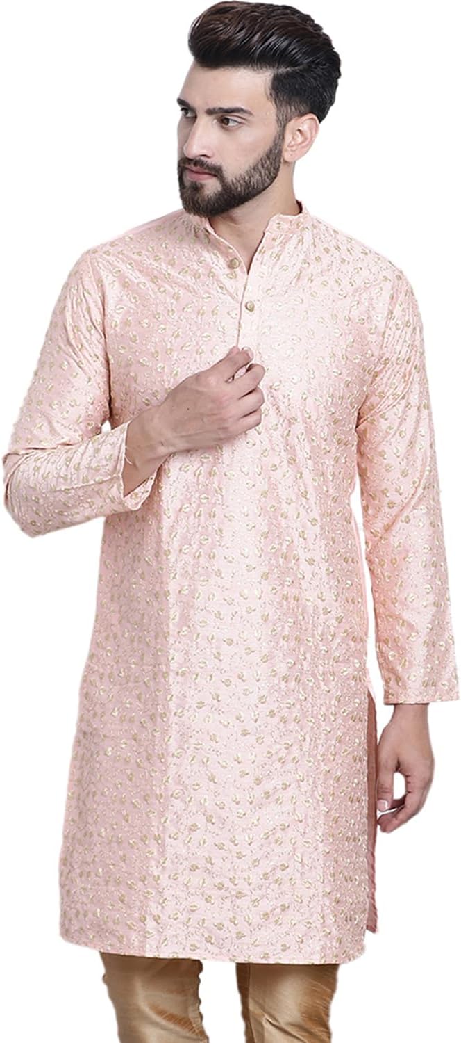 Sojanya (Since 1958 Men'S Silk Blend Embroidered Only Long Kurta