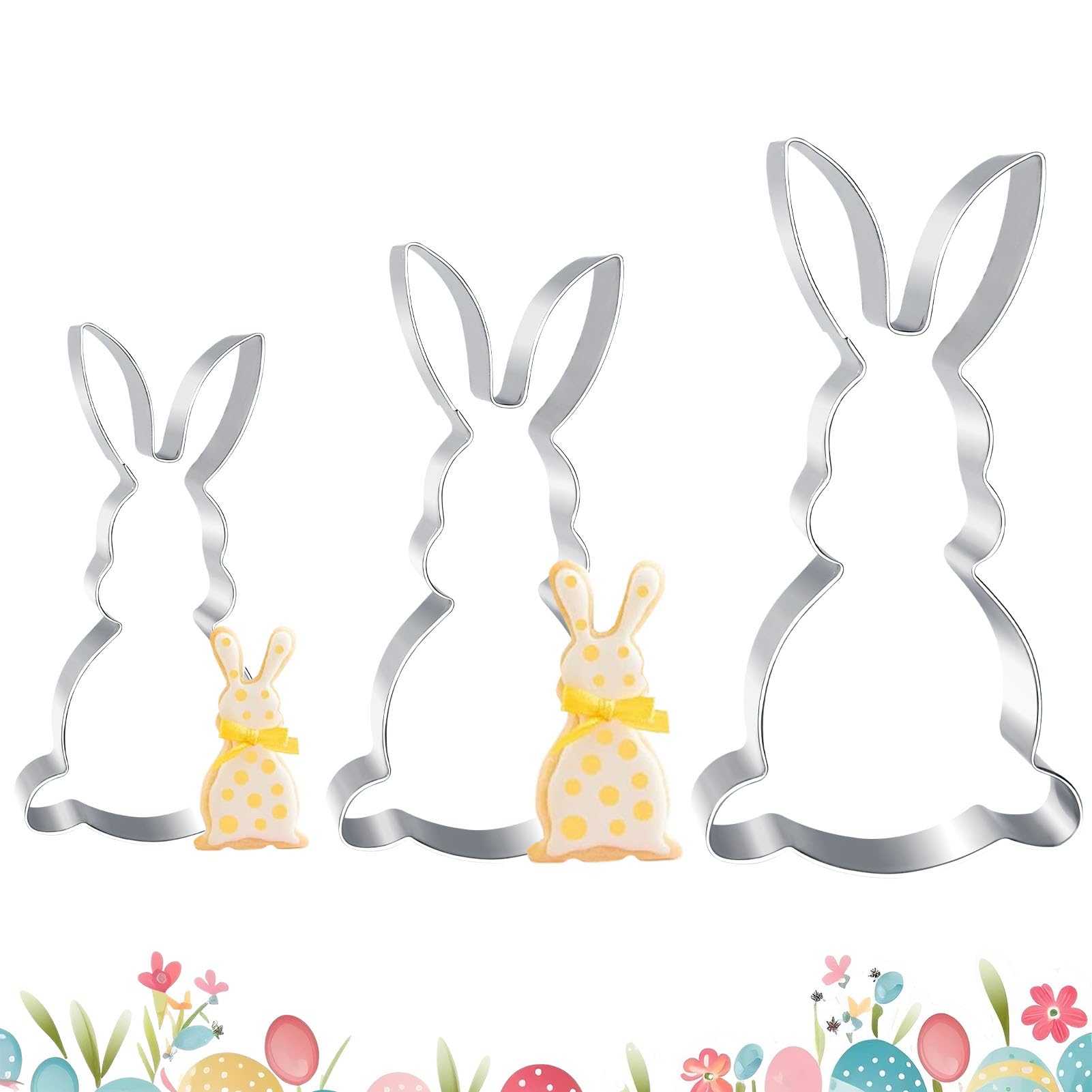 Ausstecher Hase - 3 Stück - 12,7cm 7,2cm 5cm - Edelstahl Osterhasen Ausstechformen Ostern Plätzchen Ausstecher Hasen Keksausstecher Hase Ausstechform Osterhasen Ausstecher für Kekse Backen Kinder