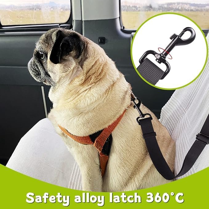 Jukmen Pet Dog Cat Seat Belts, Car Headrest Restraint Adjustable Safety Leads Vehicle Seatbelt Harness, Durable Pet Seatbelt for Cars || Pack of 2, Black 1