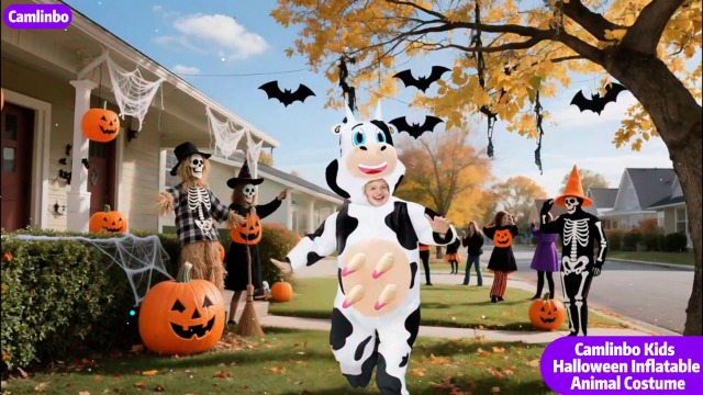 Disfraz inflable de vaca para niños Camlinbo miniatura 7