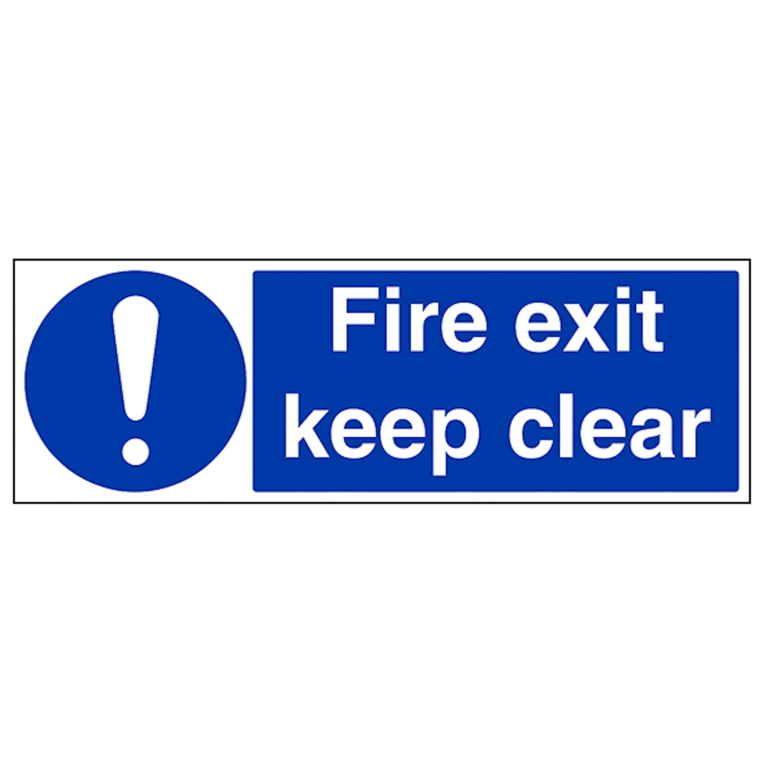 V Safety Fire Exit Keep Clear - Landscape 600 x 200 mm - 2mm Super-Tough Rigid Plastic Safety Sign