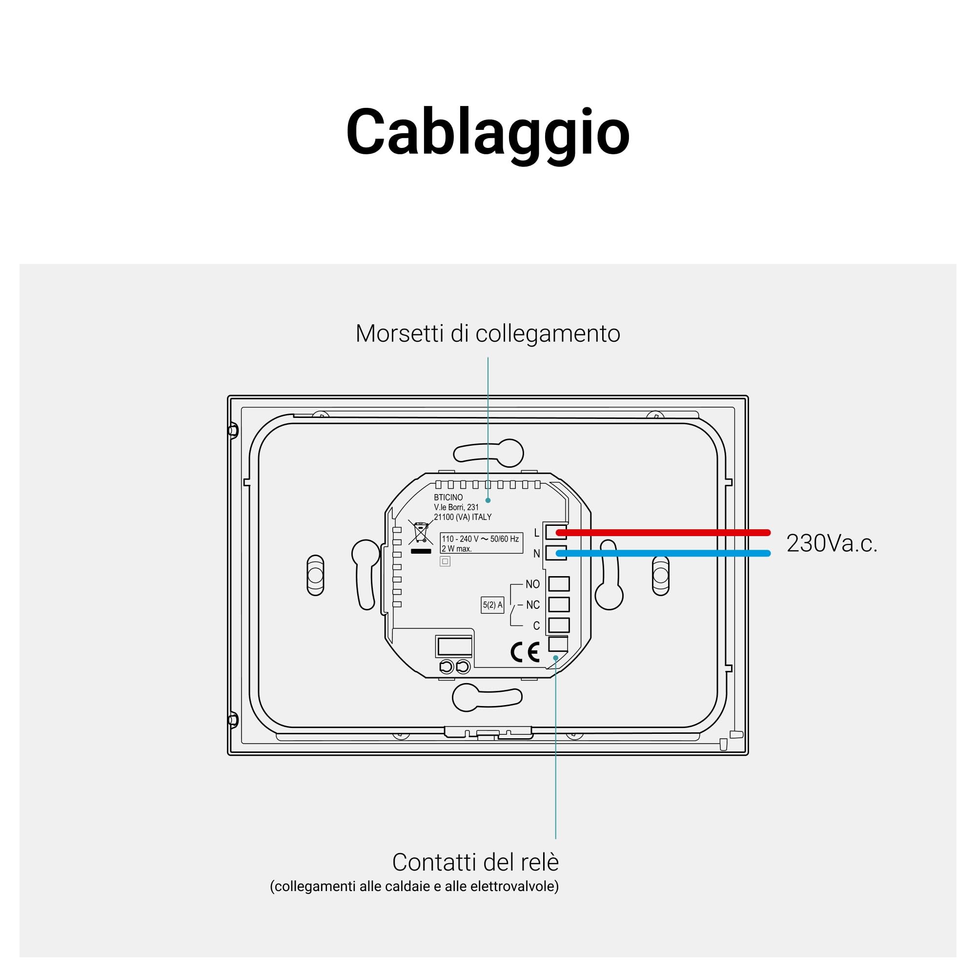 BTICINO SXW8002 Termostato WiFi Smarther2 with Netatmo, Termostato Caldaia da Incasso, Controllo anche da Remoto con App, Alexa, Google Assistant, Apple HomeKit, Programmabile, Risparmio Energetico