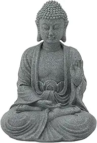 HEEPDD Estátua de Buda, Escultura Em Arenito Verde, Estatueta Budista Com Acabamento Refinado e Aparência Vívida, para Decoração de Sala de Meditação, Escritório, Pátio ou Sala de (7135K-02)
