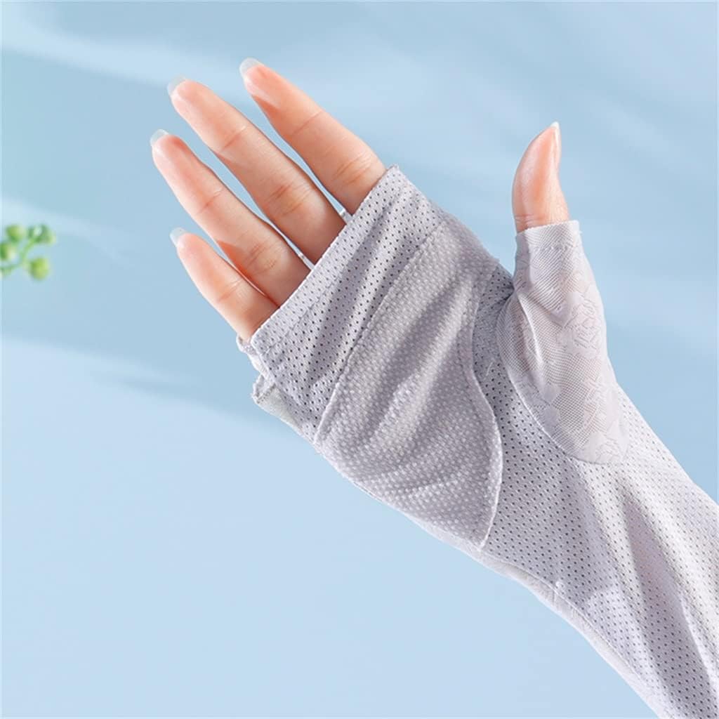 HBJWOV Women's Thin Sleeves Driving Arm Sleeves Half Finger Ice Silk Outdoor Riding Ice Sleeves(E)