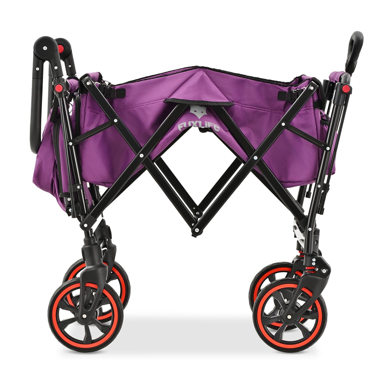 Fuxtec Chariot Premium Cruiser Pourpre, L'Original, Chariot de Jardin Pliable pour Enfants, Transport, Plage, Ville, Forêt, à Tirer ou à Pousser, Capacité De Charge 75 kg