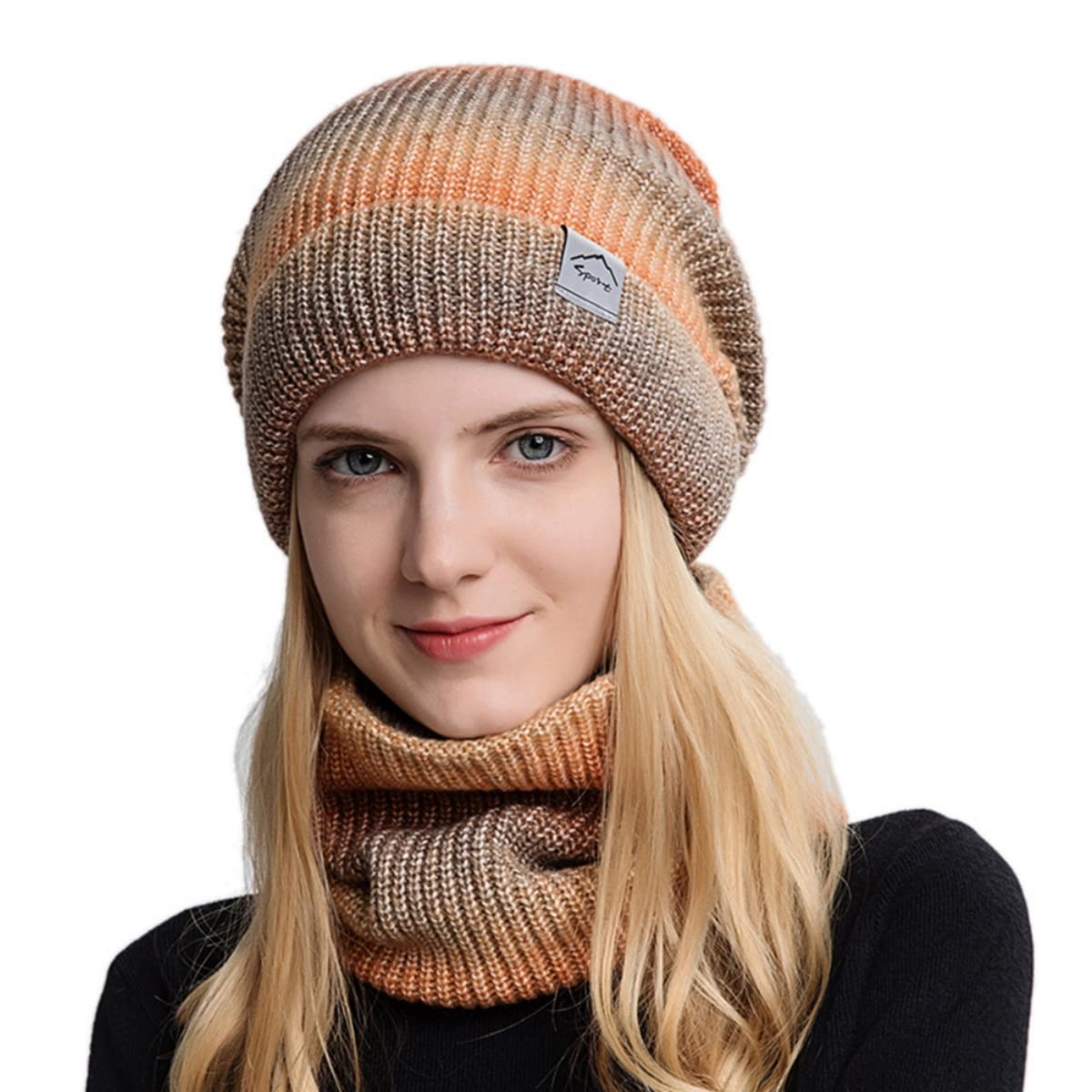 PALAY® Winter Cap for Women, Fleece Lined Women's Beanie Cap Hat with Neck Scarf, Knitted Warm Winter Hat Neck Warmer Scar...
