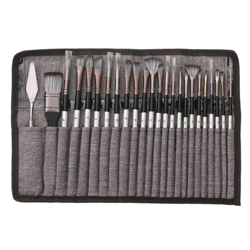 Lot de 24 pinceaux à Aquarelle avec Poils en Nylon et Manche en Bois