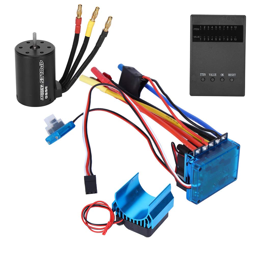Combo moteur brushless, moteur 3650 4300KV + régulateur de vitesse électronique ESC + dissipateur de chaleur + kit de cartes de programmation convient pour voiture RC 1/10(620A)