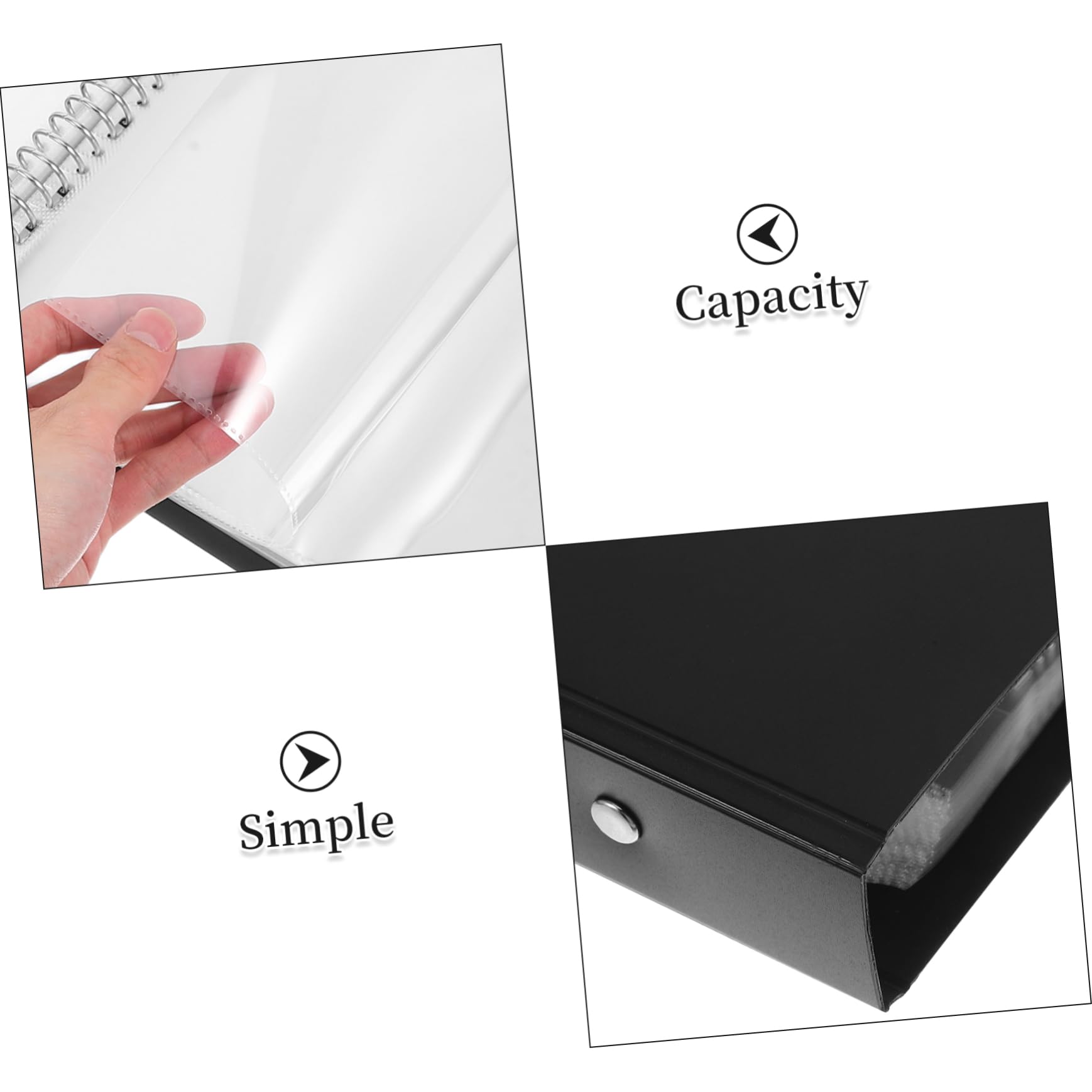 Carpeta de Chequera Negra de Plástico con Amplia Capacidad y Funcionalidad Versátil para Organizar Facturas y Documentos en Oficina o Casa