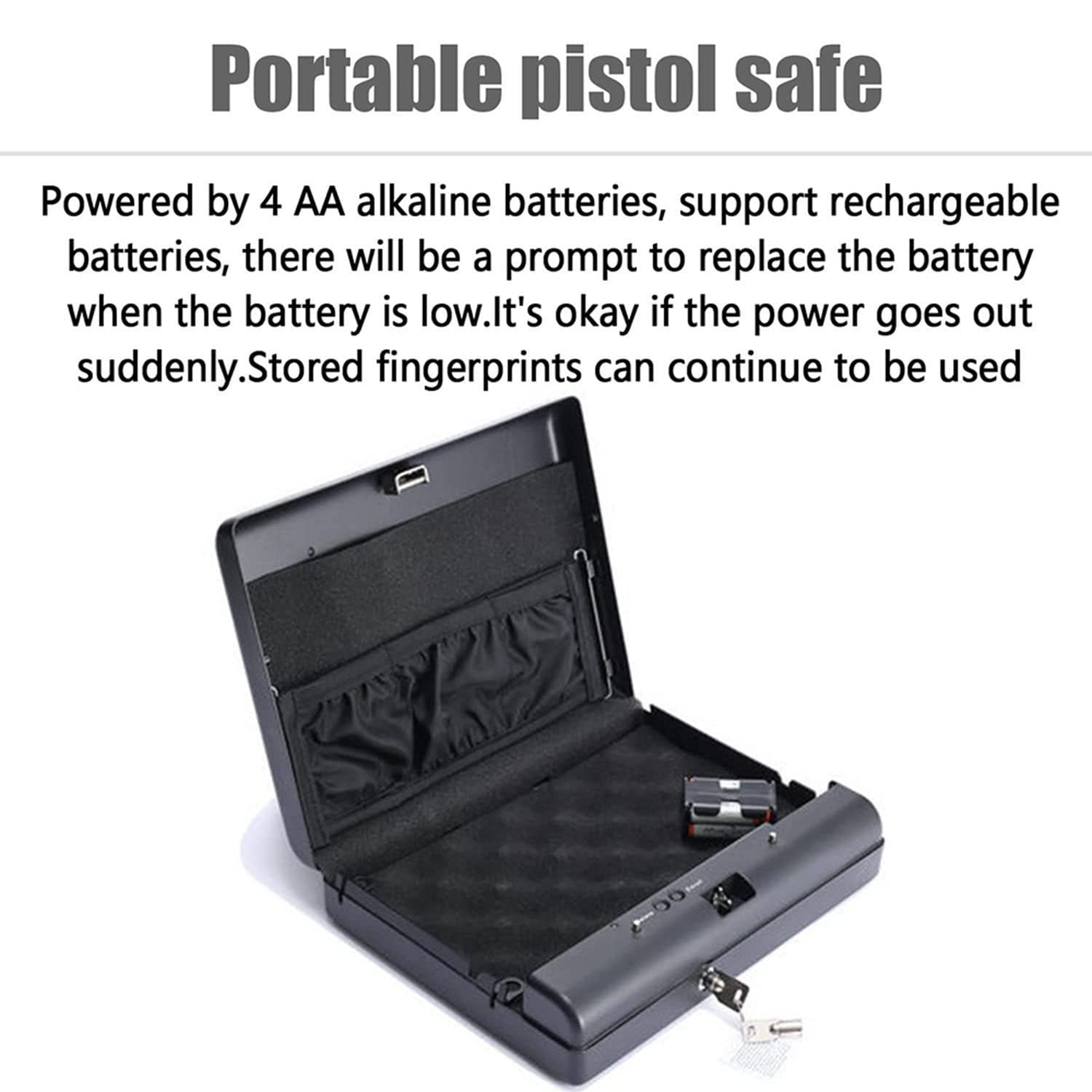 Caja de Seguridad biométrica para Huellas Dactilares con Llave de Repuesto, Cajas Fuertes portátiles para almacenar Dinero, Joyas y Objetos de Valor,280x210x60mm