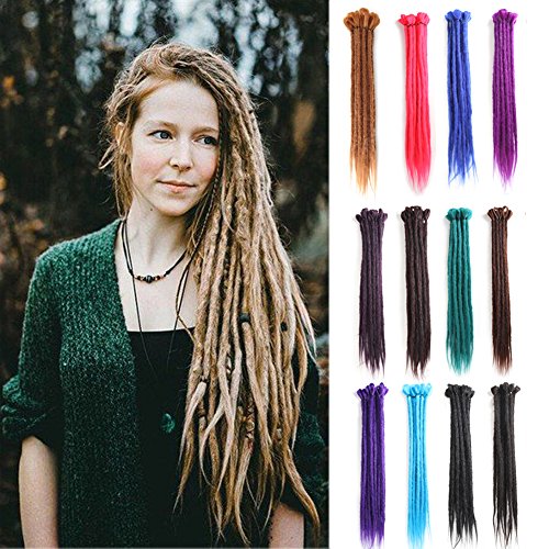 20 inch 100% Handmade Dreadlocks Extensions Fashion Reggae Hair Hip-Hop Style Soft faux locs Crochet Braiding Hair For Women/Men (20Inch 10Pcs, Emerald)
