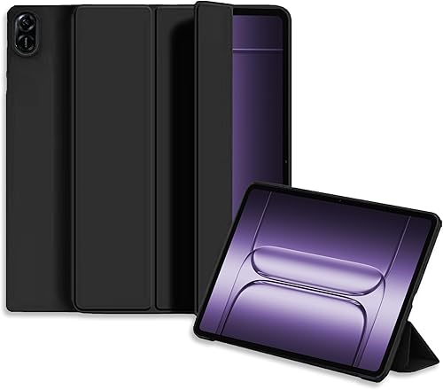 Funda de silicona para OnePlus Pad 3 de 13.2 pulgadas 2025, funda protectora ligera con función de soporte y función de apagado y encendido Negro