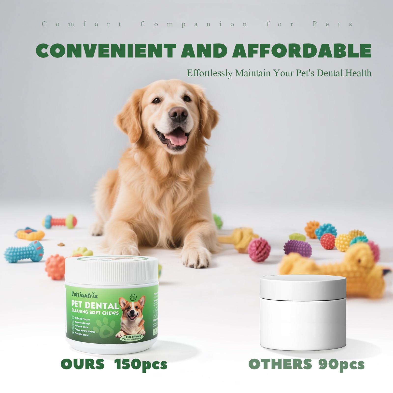 Dog Teeth Cleaning Chews, Dog Dental Chews for Plaque & Tartar Control with Natural Enzymes, Dental Care for Dogs with Probiotic, Fresh Breath for Small Medium Large Dogs - image 8