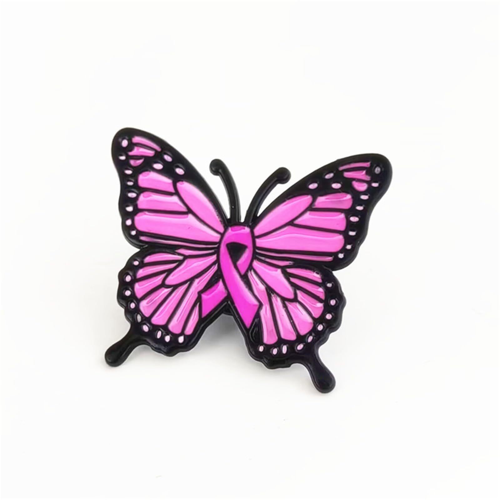 Elegante broche de mariposa de aleación Zn para educación sobre el cáncer de mama con imperdible de mariposa