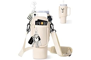 Adjustable Water Bottle Carrier with Phone Pocket for Stanley Tumblers