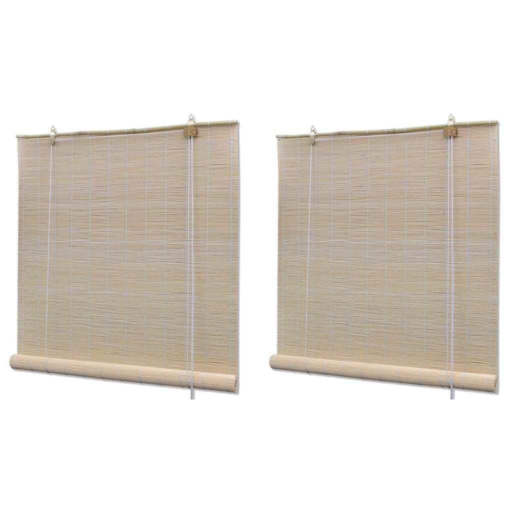 Lot de 2 Store Enrouleur en Bambou, Stores à Rouleau Bambou Naturel 2 pcs 120x160 cm
