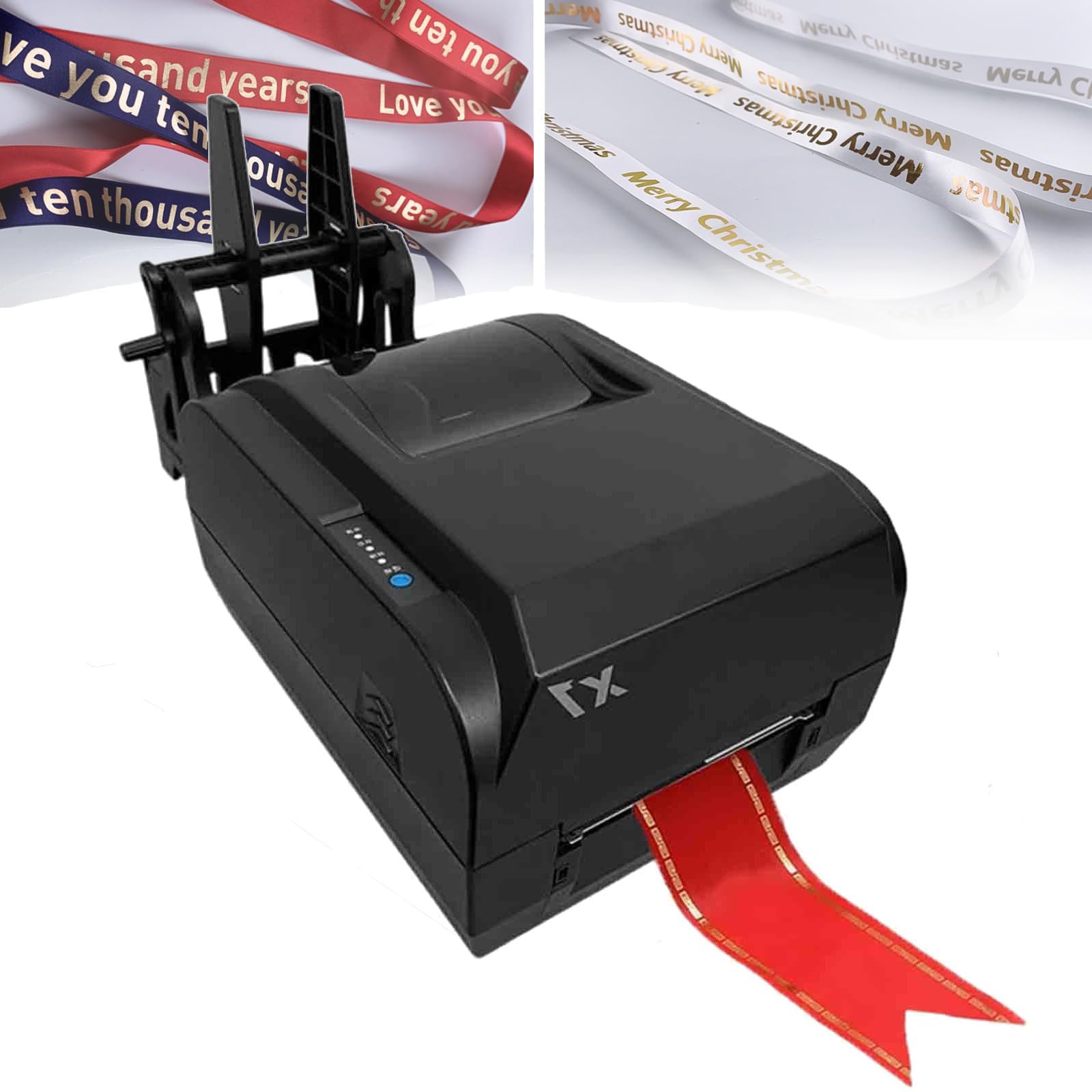 Macchina per stampante a nastro di raso Macchina da stampa digitale per confezioni regalo con supporto per nastro Larghezza regolabile 12-108 mm 150 mm/s Velocità Supporta oltre 50 lingue Fila singola