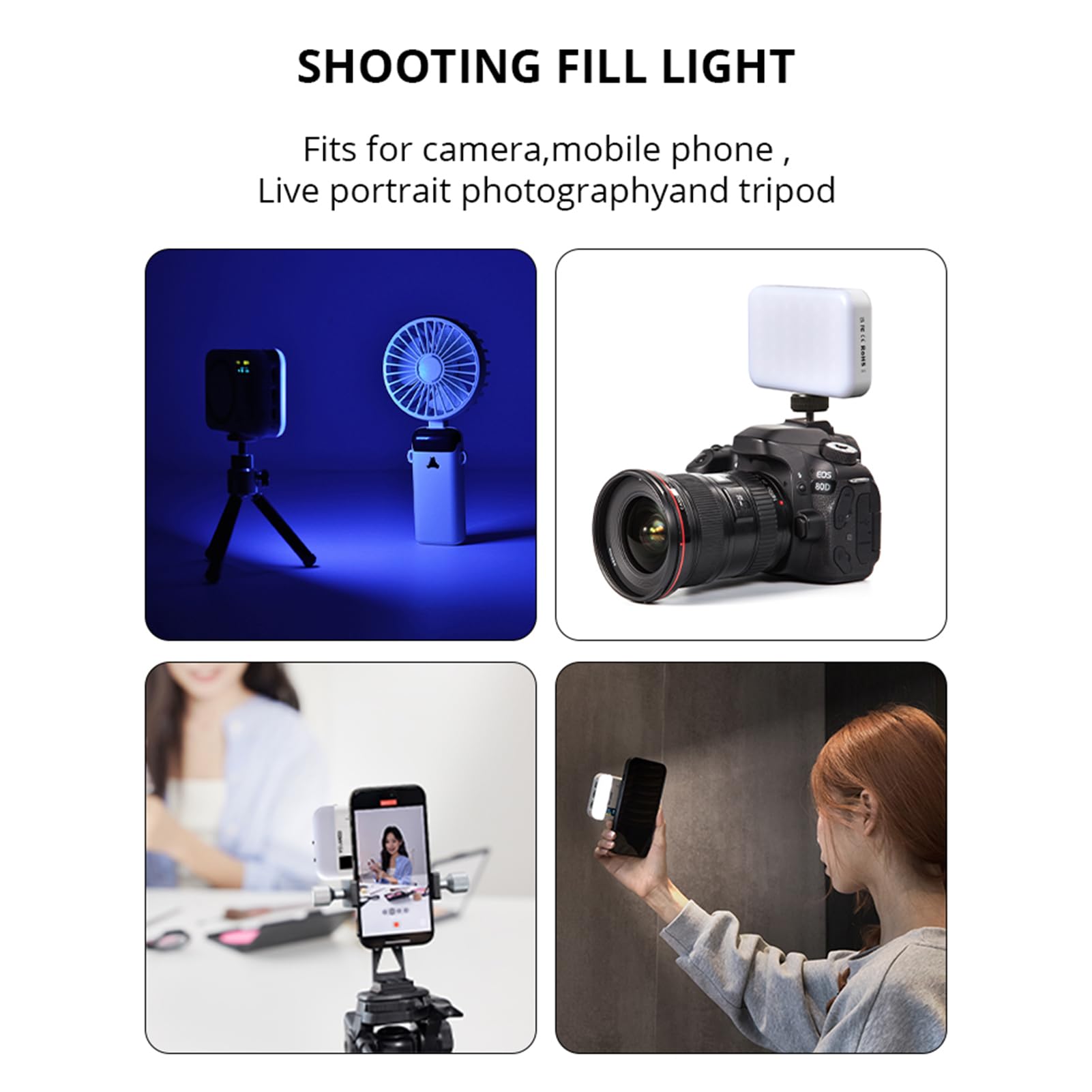 Andoer CC5 lampa wideo RGB, lampa wideo LED 2500 K – 9000 K, dwustronne światło fotograficzne, ściemniane światło do telefonów z aparatem, 26 efektów scenerii, wbudowany akumulator z adapterem zimnego