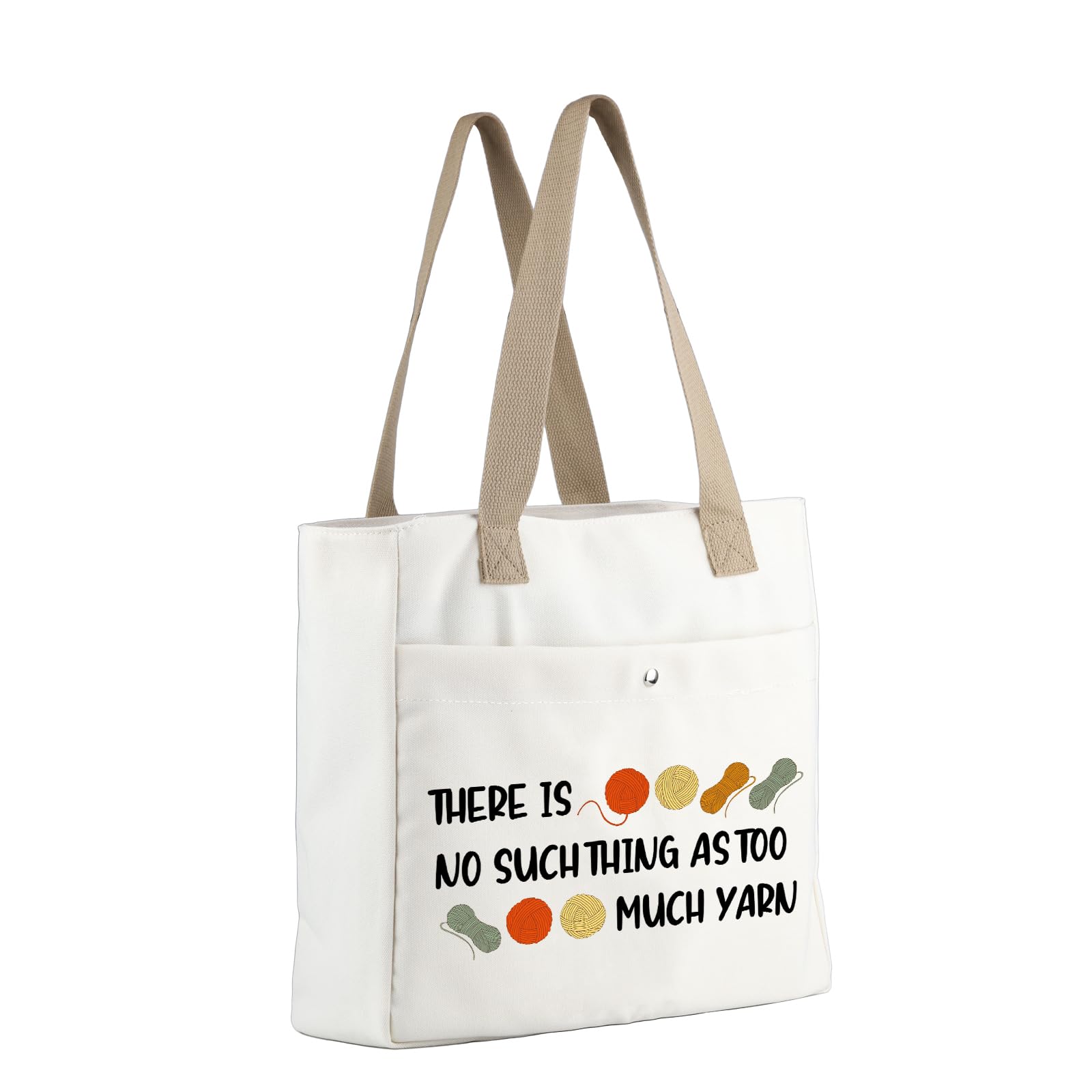 MBMSO Crochet Tote Bag Crocheter Gift There is No Such Thing As Too Much Yarn Tote Bag for Knitting Lover Crochet Beach Tote