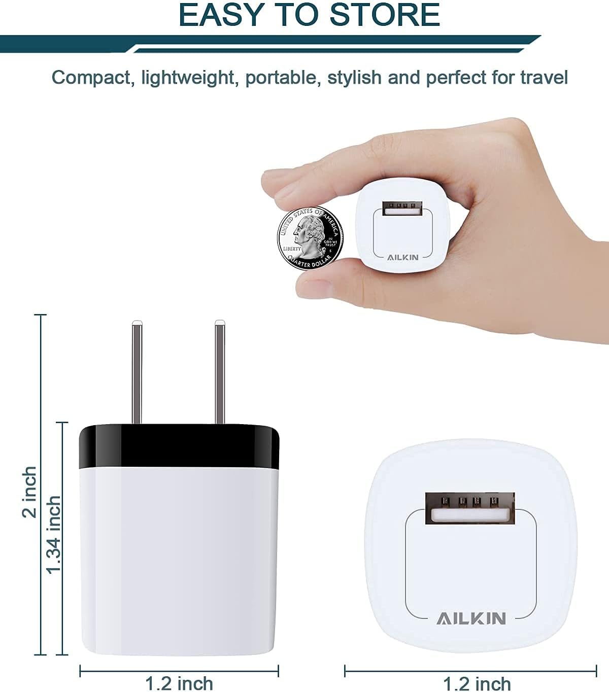 Wall Charger, AILKIN [5Pack] 1AMP 1-Port USB Home Travel Wall Charger Adapter, Charging Station for Almost Devices : Cell Phones & Accessories