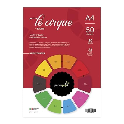 Paper Pep Le Cirque Colour Sheets 80GSM A4 Bright Shades Assorted Pack of 100 Sheets