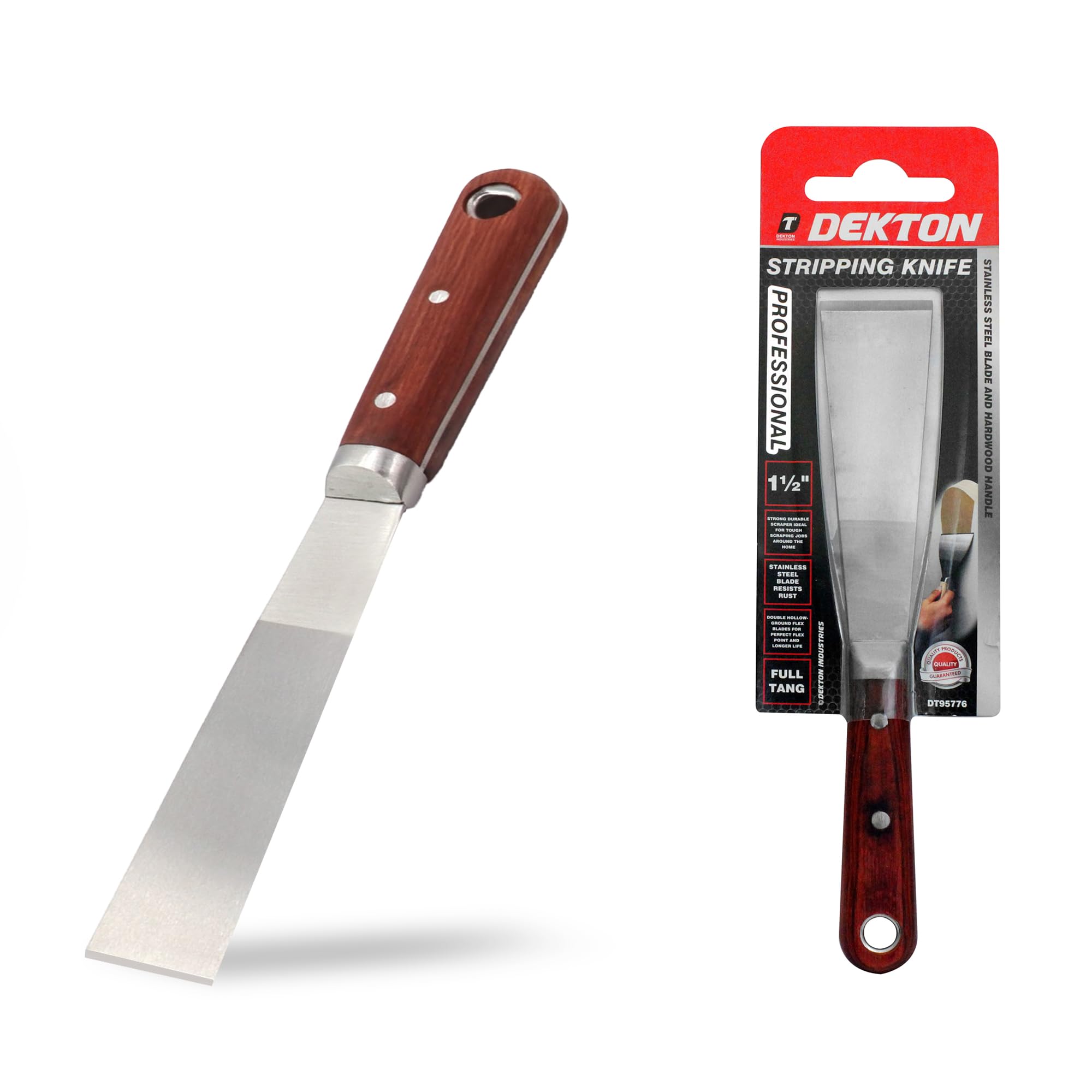 Dekton Stainless Steel Wallpaper Paint Stripping Decorators Tang Scraper 1.5"