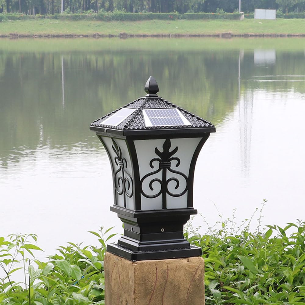 Lampy solarne, Oświetlenie Czołowe Do Wodoodpornej Zewnętrznej Części Ogrodzenia Ogrodowego LHead Werandy Tarasowej(Dark,20cm)
