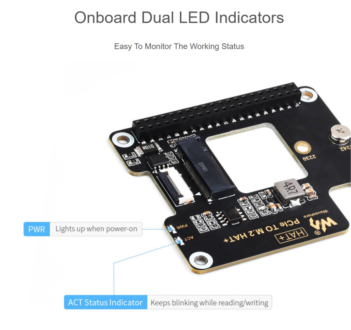 TUOPUONE PCIe To M.2 Adapter Compatible with Raspberry Pi 5 Supports NVMe Protocol M.2 Solid State Drive High-speed Reading/Writing HAT + Standard With SK-NVME 2242 256G Solid State Drive