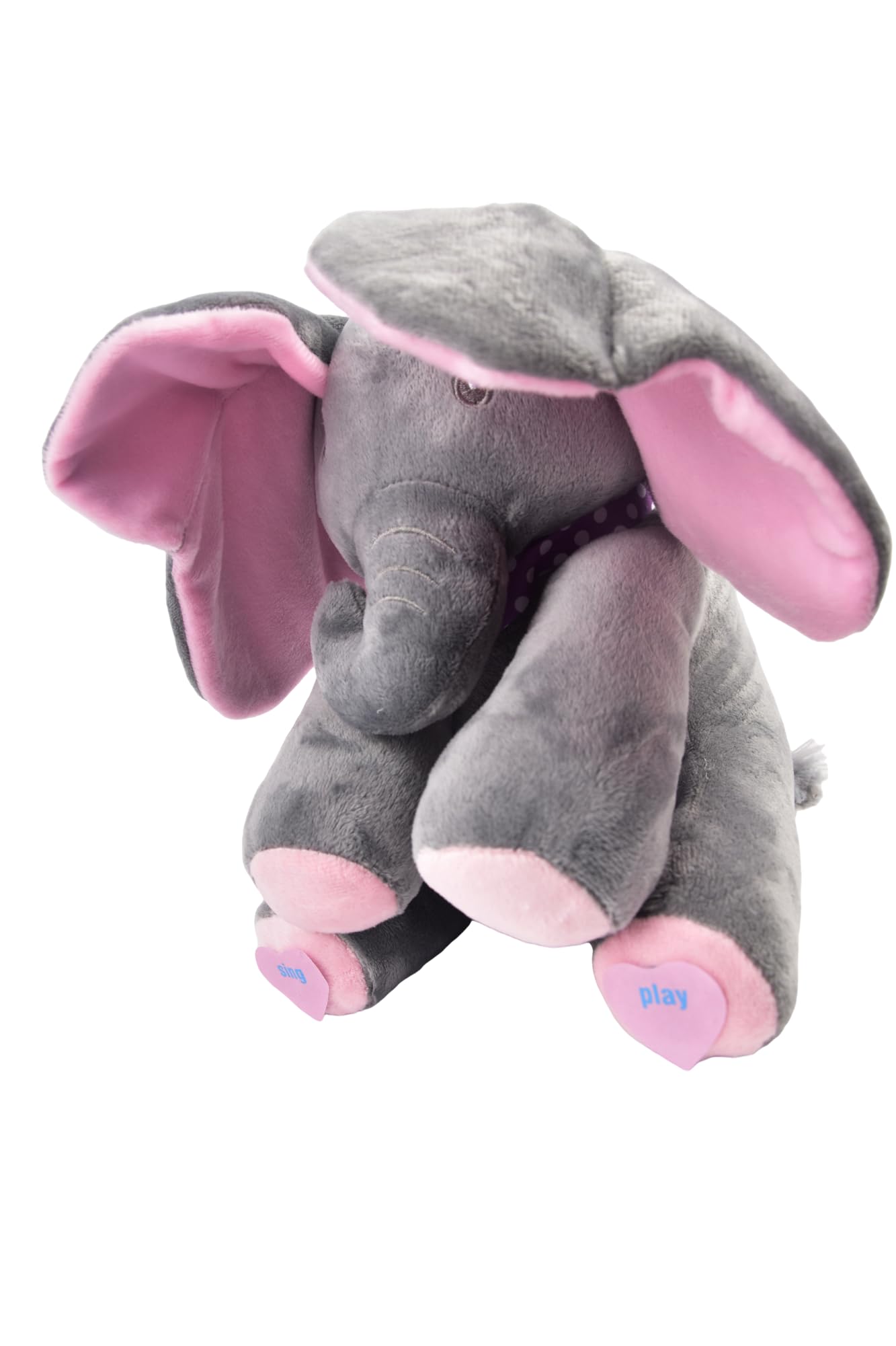 Elefante Elettrico di Peluche Peek-a-boo con Occhi Coperti Musica Giocattolo Interattivo che Canta Animale di Peluche