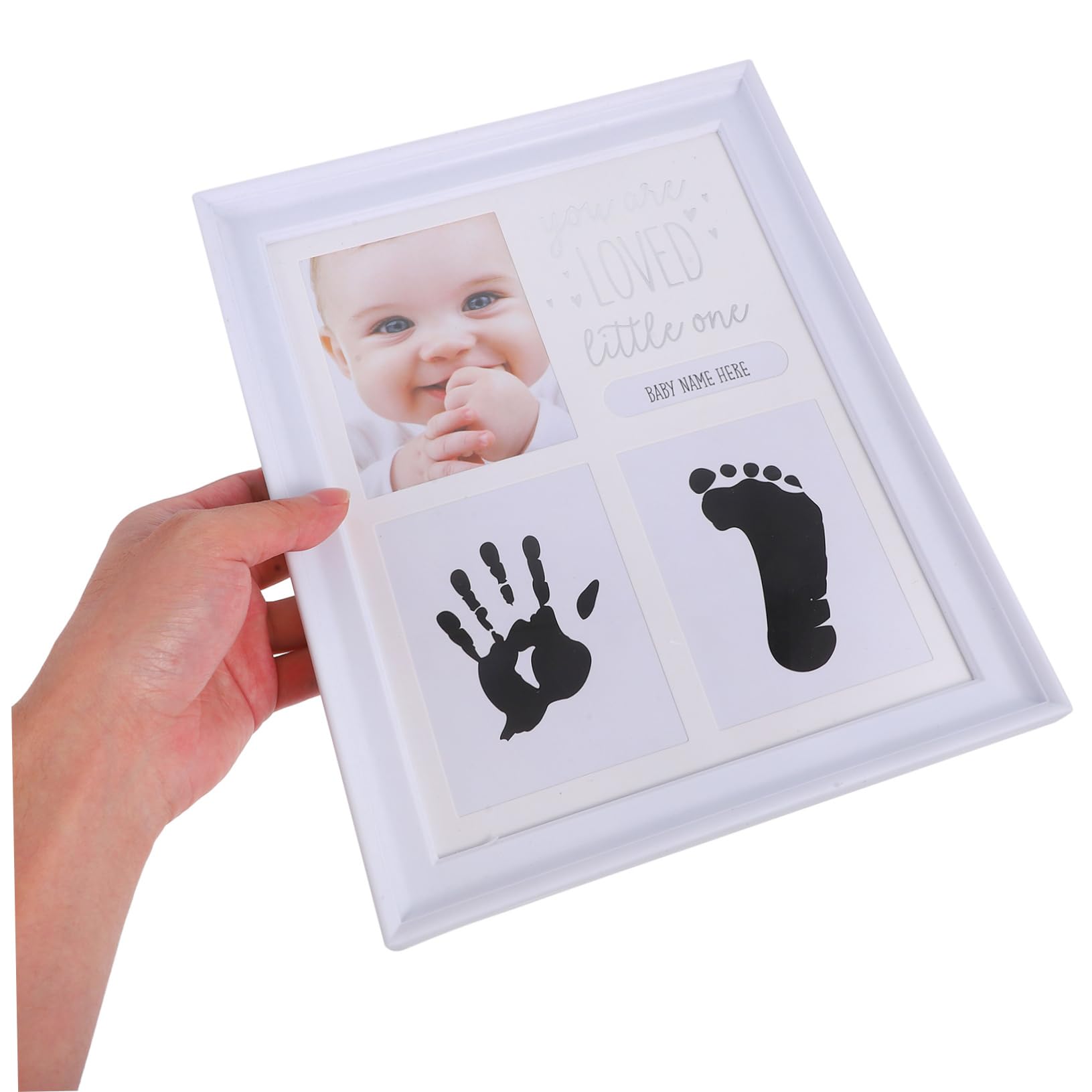 HANABASS 3 Piezas Marco para Fotos con y Manos Marco Crecimiento Infantil para Recién Nacido Registro Manos y Pies Regalo Cumpleaños y Shower Color