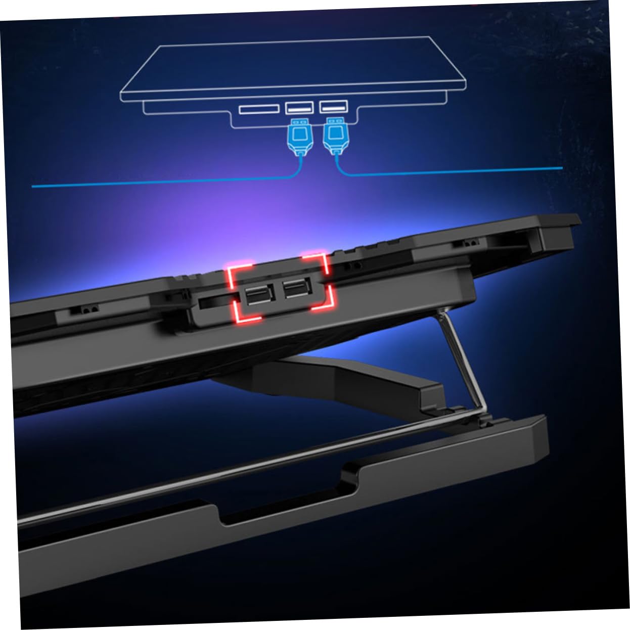 NUOBESTY Laptop-kühlpad mit Lüftern Verstellbarer Notebook-kühler rutschfeste Pads USB-anschluss Metallgitteroberfläche für Wärmeableitung