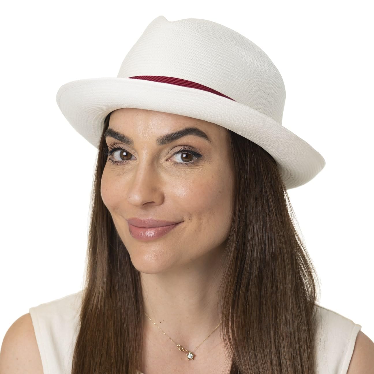 Borsalino Sombrero Panamá Black Small Mujer/Hombre - Made in Italy Fedora de Playa con Banda Grosgrain Primavera/Verano Verano