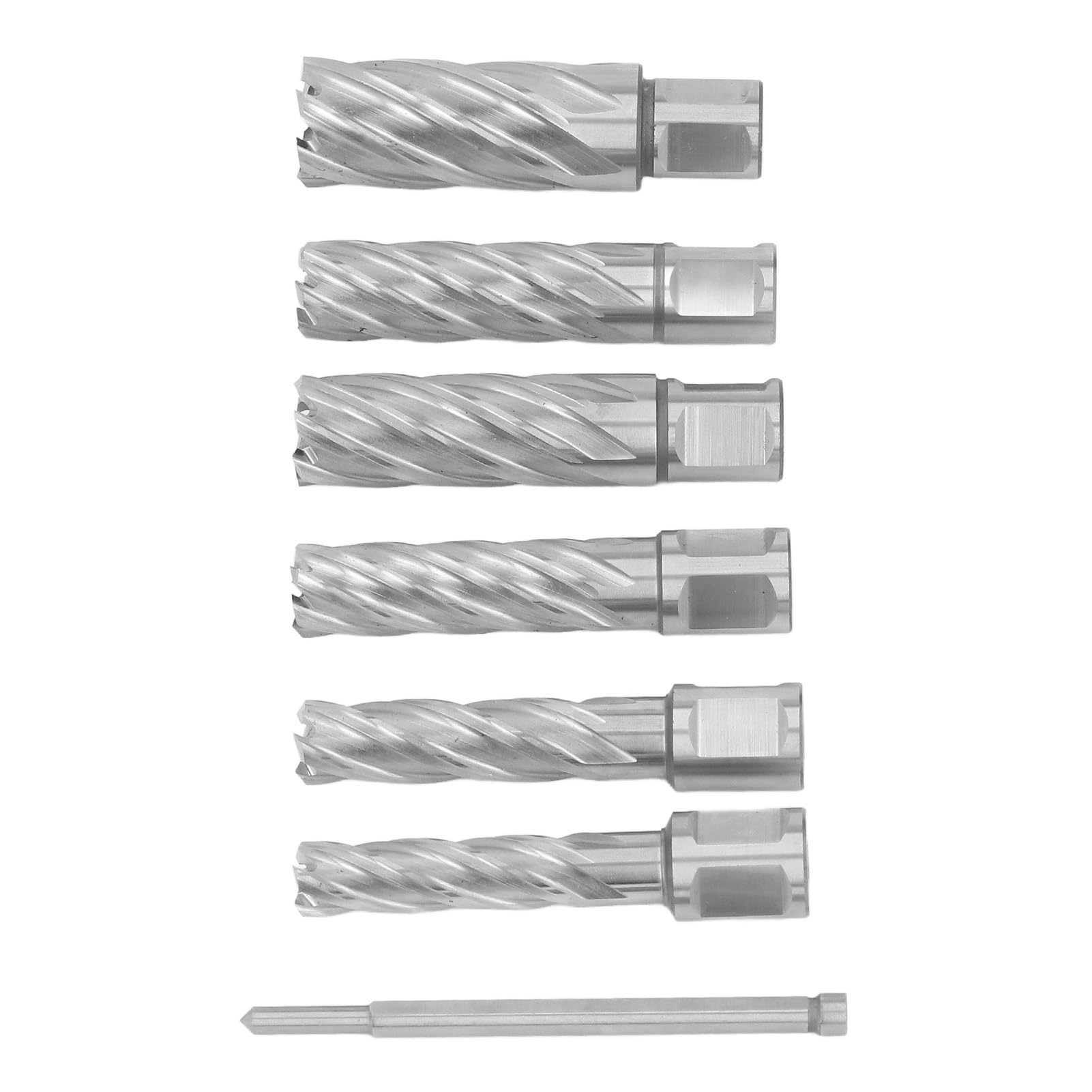 Airshi 7Pcs Mag Core Drill Bit Set, 13mm-25mm Universal Shank, 3 Flute Carbide Steel, Easy Installation for Metal