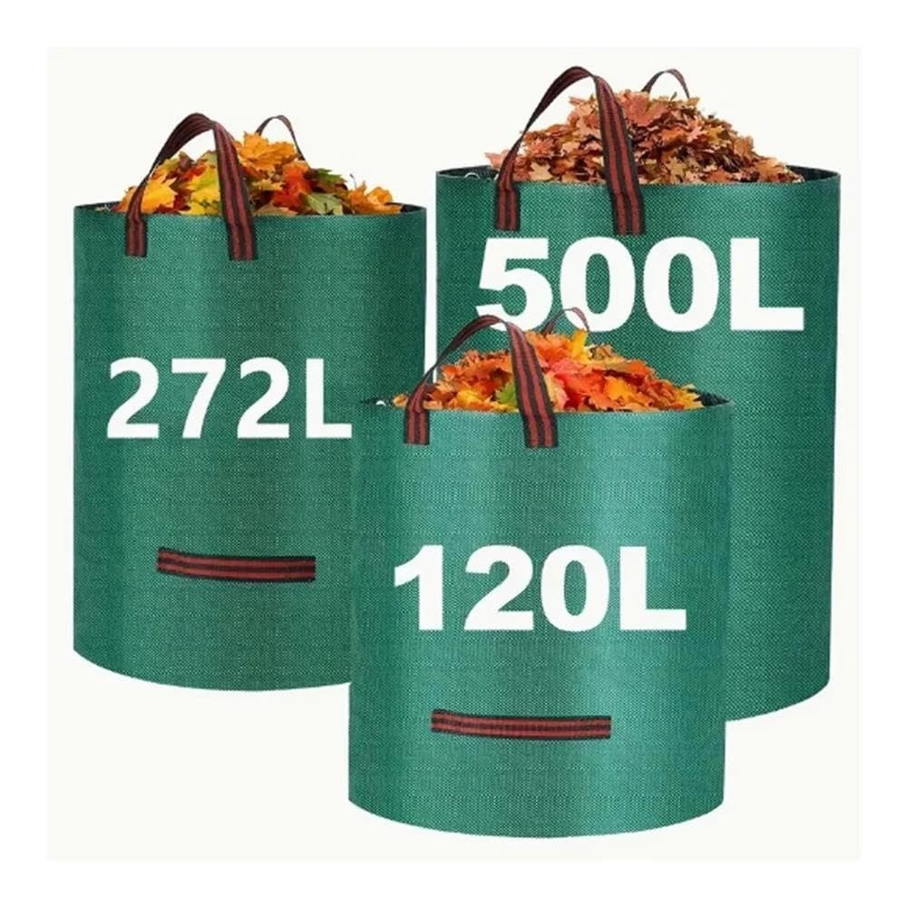 Sacco for rifiuti pieghevole da giardino con coperchio, pattumiera riutilizzabile for raccolta foglie da 125-500 litri(500L 80X100CM)