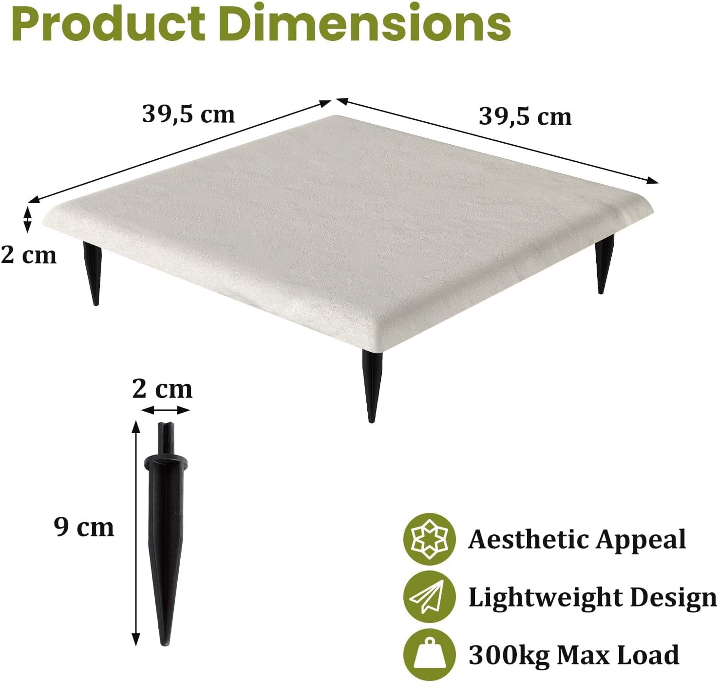 LIFEZEAL 8 Pezzi Pietre da Giardino con 4 Picchetti, Piastrelle per Esterno 39,5 x 39,5 cm, Pietre Decorative in PP Resistente per Passerelle da Giardino e Passeggiate Esterne (Beige)