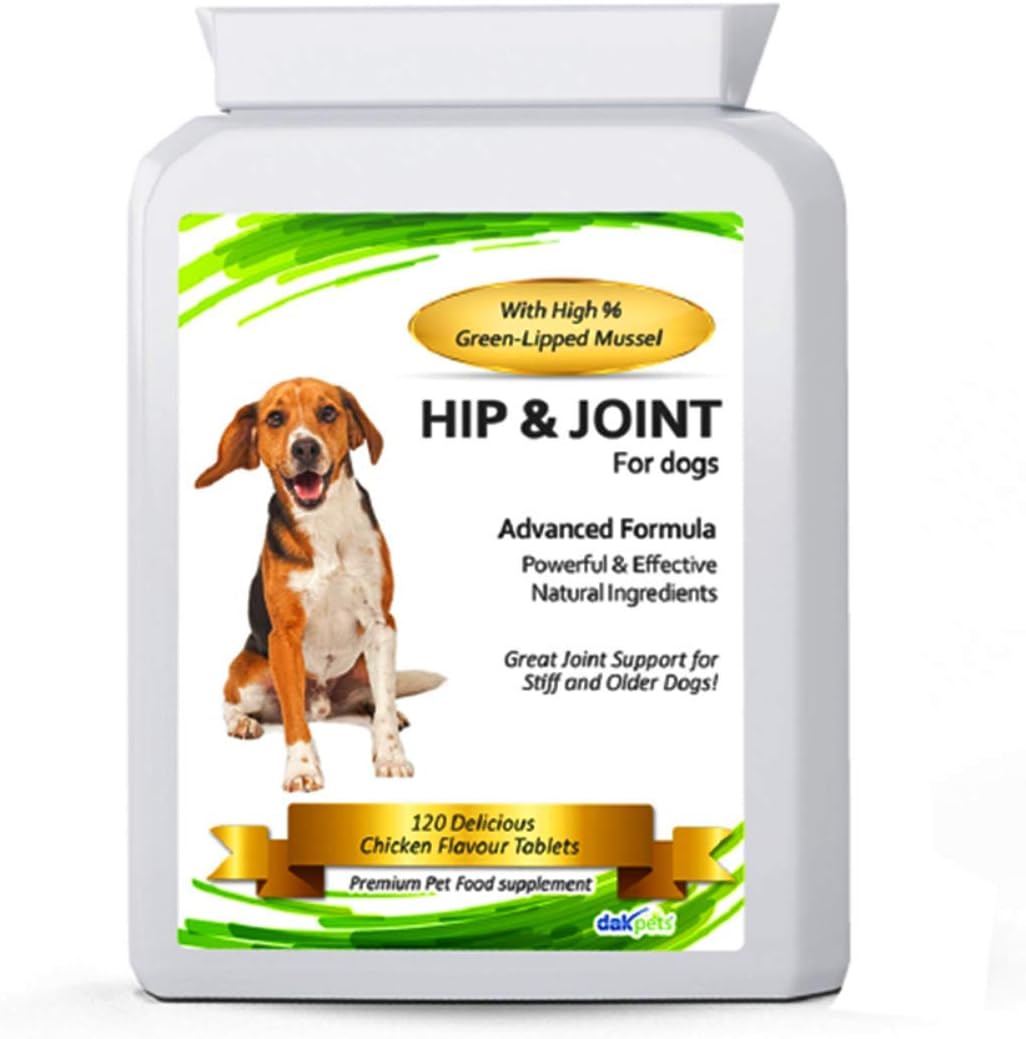 Advanced Hip and Joint Support Glucosamine for Dogs - Powerful Chondroitin, MSM, Curcumin & Green Lipped Mussel Dog Joint Supplement - with Vitamins E & C, 120 Tablets, made in UK (120 tablets)