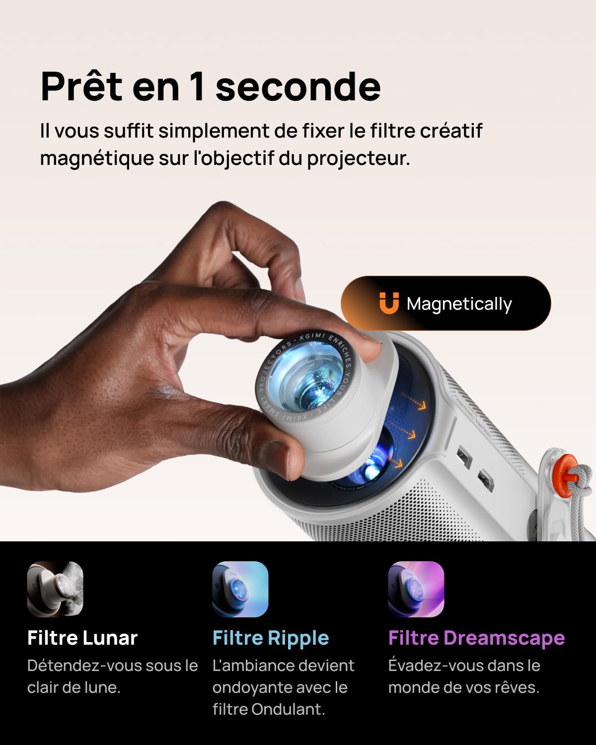 XGIMI Filtres Magnétiques Pack 3 Série MoGo 4 | Lunar/Ripple/Dreamscape, fixation magnétique, changement gestuel, musique d'ambiance, compatible série MoGo 4