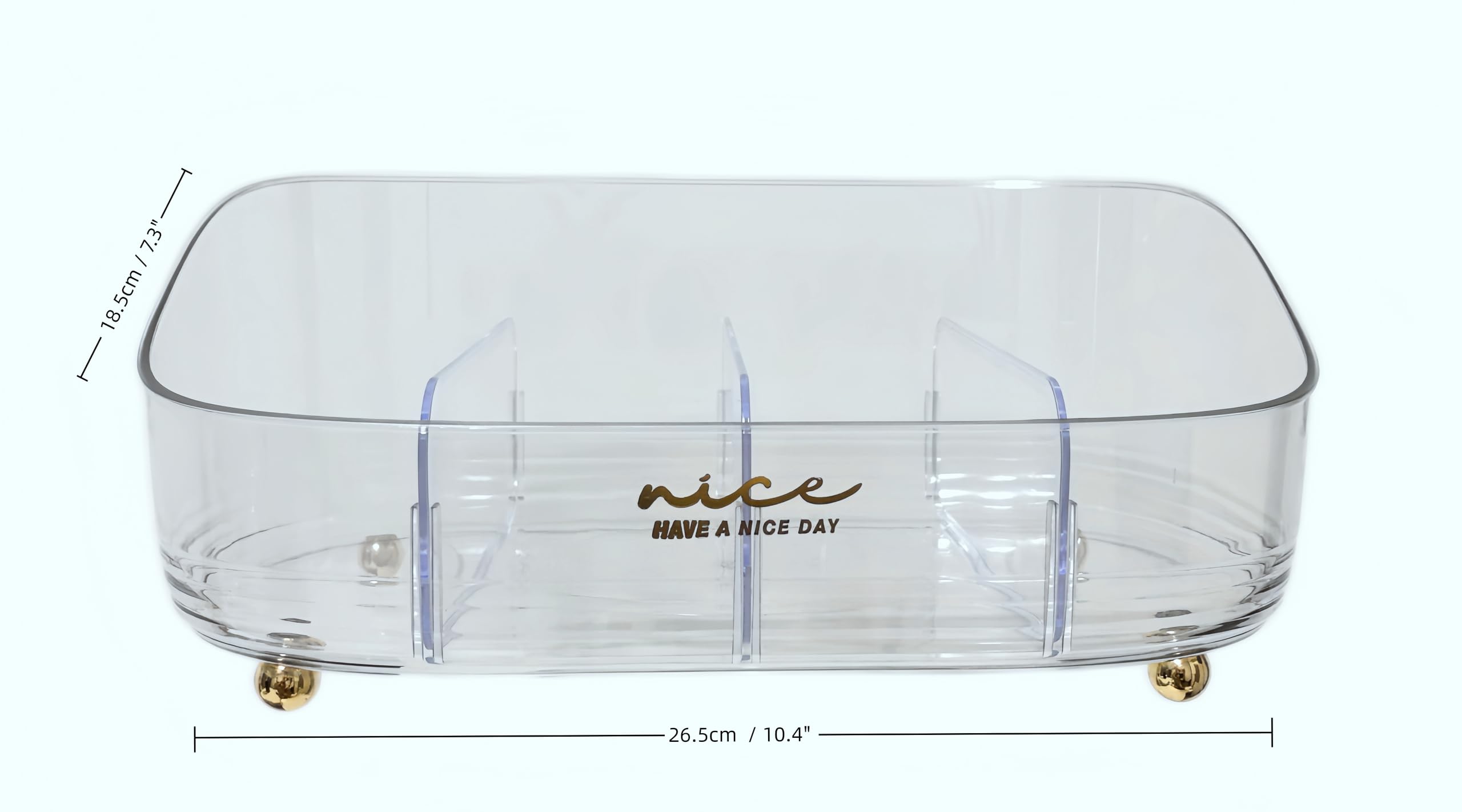 ETATSU Light Adjustable Cosmetic Organiser Box-Multi-Use Makeup Storage with Removable Dividers Large Capacity for Bathroom,Bedroom,Vanity Table (26.5cm x18.5cm x12-16cm) - Image 2