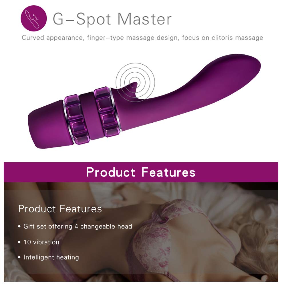 Vibratore Del Clitoride, Bastone AV Di Masturbazione Di Massaggio Del Coniglio, 10 Frequenza, Può Commutare 4 Teste Di Massaggio, Forte Vibrazione, Silicone Medico, Regolare E Comodo.