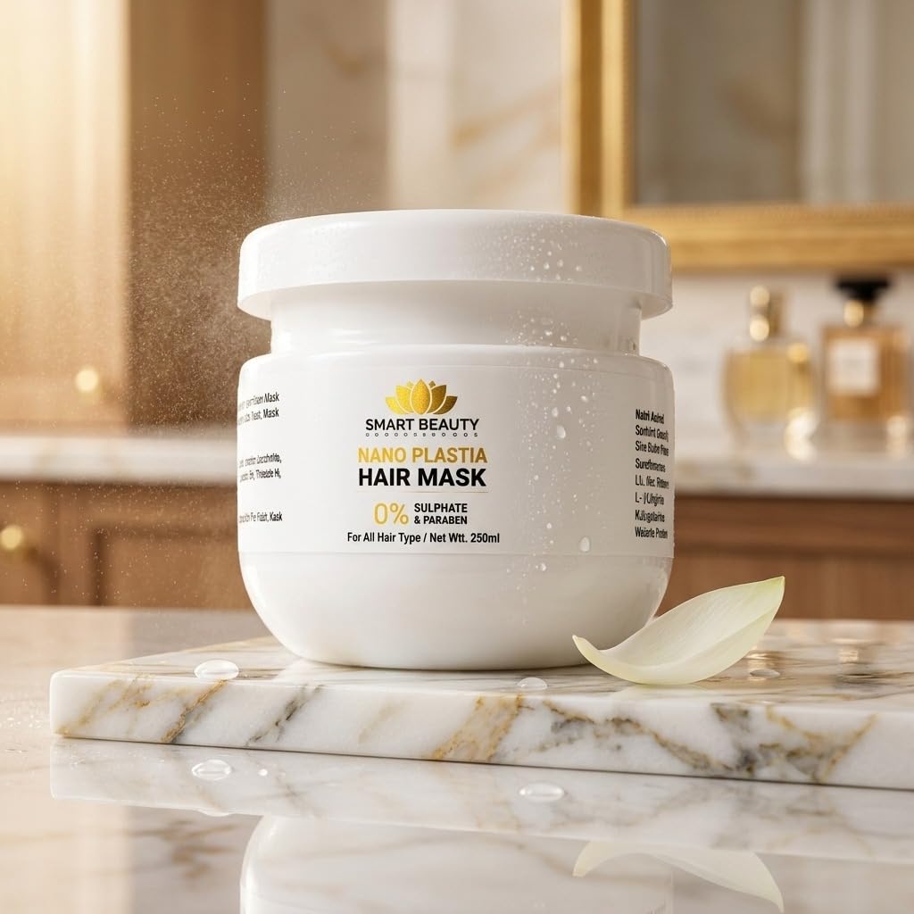 Smart Beauty Nano Plastia Hair Mask 250ml | Deep Repair Hair Treatment for Dry, Damaged & Frizzy Hair | Sulphate & Paraben Free | Keratin Hair Spa Cream for Smooth, Soft & Shiny Hair | Suitable for All Hair Types (250 ml)-image-21