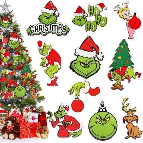 20PCS Christmas Tree Hanging Ornaments - Funny Xmas Decorations With 20ft Rope For Home Decor