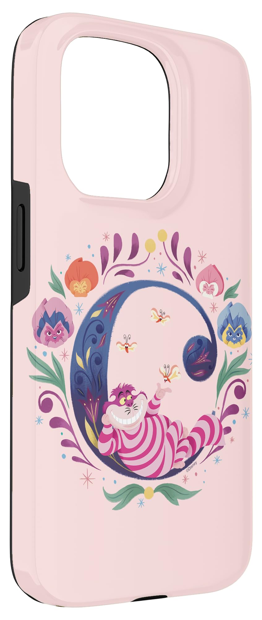 Custodia per iPhone 15 Pro Disney Alfabeto Monogramma Lettera C per Stregatto