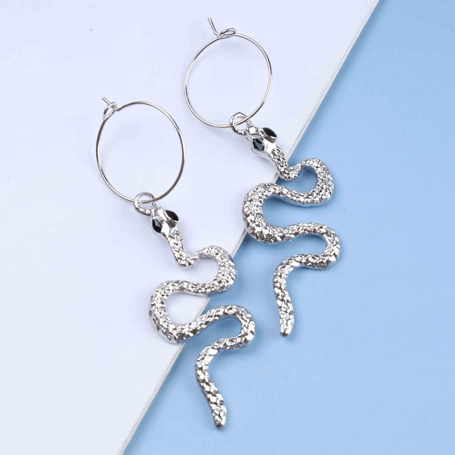 YienDoo Vintage Snake Drop Dangle Earrings Silver Boho Snake Shaped Charm Huggie Hoop Earrings Minimalist Long Snake Dangling Earrings Statement Cleopatra Earrings Jewelry for Women - Image 5