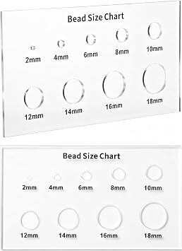 2 Pcs Bead Measuring Ruler, Acrylic Bead Size Chart Board, Clear Circle Template Tool for Beads Gem Stones Diamond 2/4/6/8/10/12/14/16/18mm